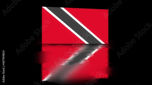 Trinidad And Tobago Flag revealed with realistic reflection on stylish black background