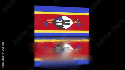 Swaziland Flag revealed with realistic reflection on stylish black background