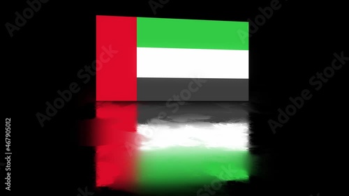 United Arab Emirates Flag revealed with realistic reflection on stylish black background