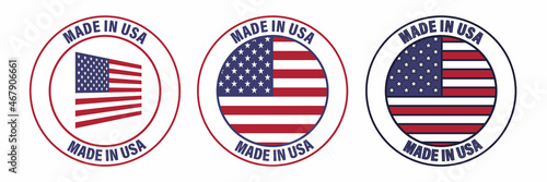 Set of Made in USA label logo stamp certified icon vector