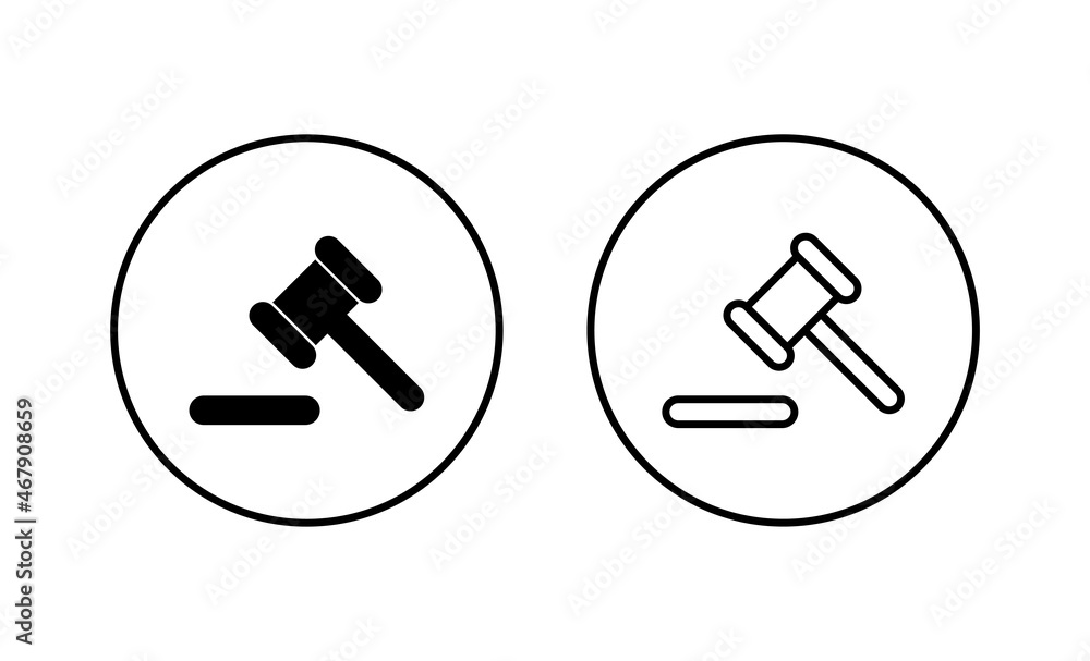 Gavel icons set. judge gavel sign and symbol. law icon. auction hammer Gavel icons set. judge gavel sign and symbol. law icon. auction hammer