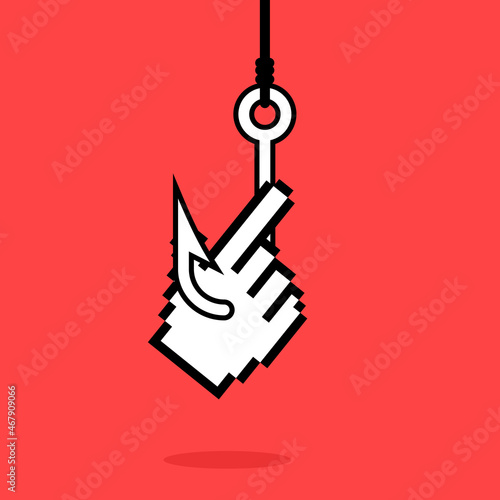 Clickbait pixel hand cursor image. Clipart image