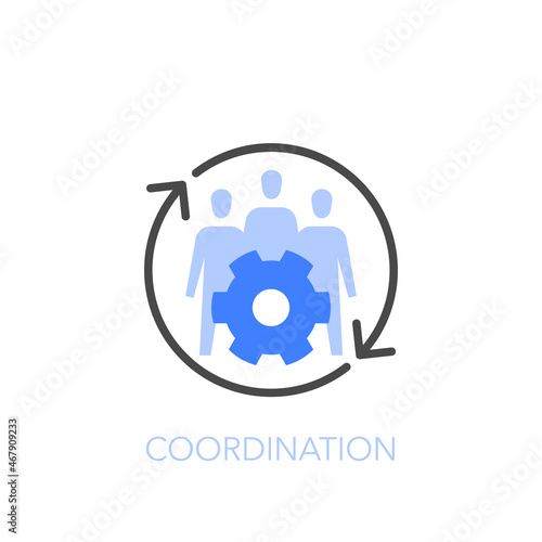 Slika na platnu Coordination symbol with process arrows and group members