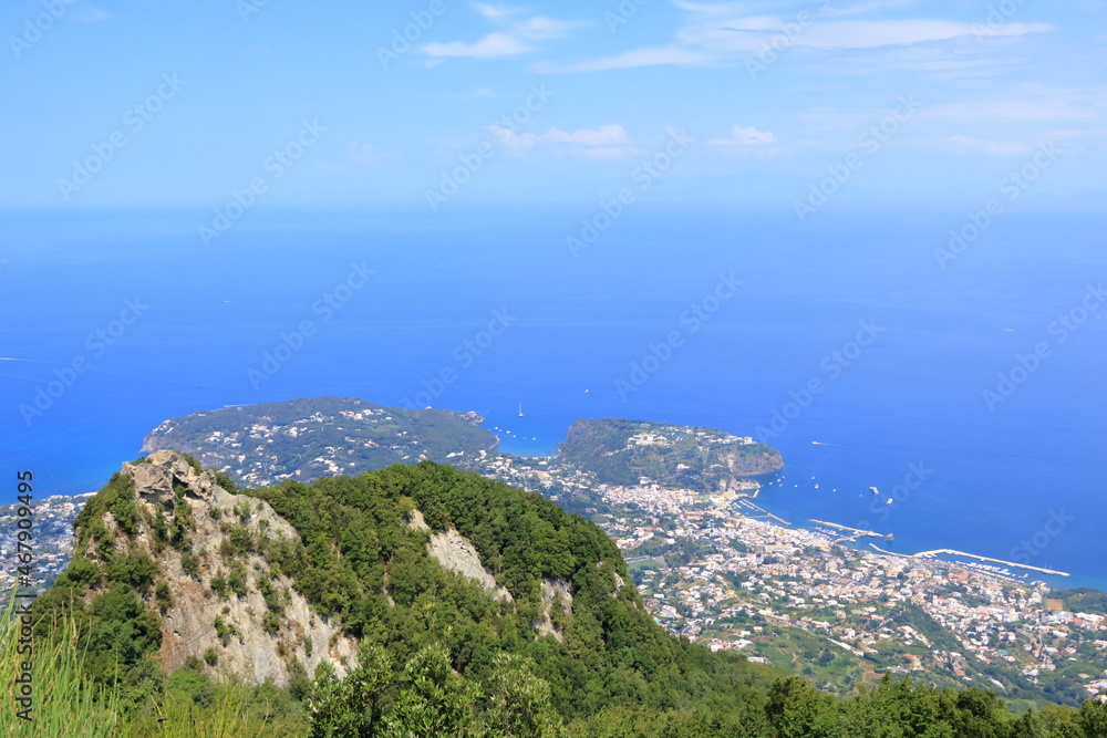 Aerial View from epomeo to Lacco Ameno, Ischia Island, Italy