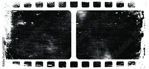 Film grungy strip isolated vector icon. Retro picture with grunge film strip icon. Film old strip roll. Video tape photo film strip frame vector