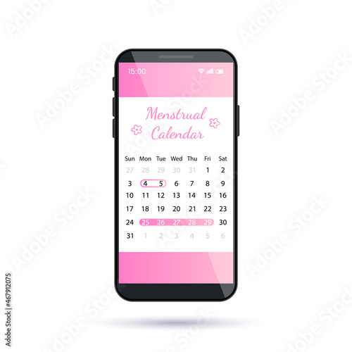 application for the female cycle of menstruation on a smartphone. critical days.