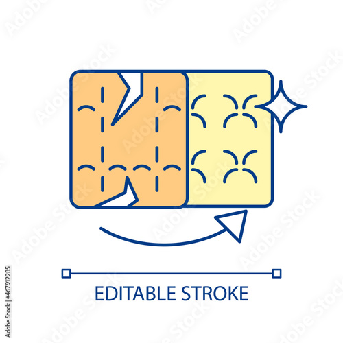 Restoring mattress RGB color icon. Revive and fix old and sagging bed mattress. Renovate used furniture. Comfortable sleeping. Isolated vector illustration. Simple filled line drawing