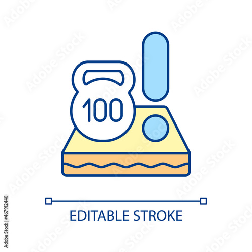 Weight maximum RGB color icon. Mattress weight limit. Furniture for heavy people. Comfortable relaxation and sleeping. Big size and capacity. Isolated vector illustration. Simple filled line drawing