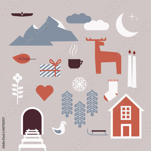 Scandinavian folk pattern card