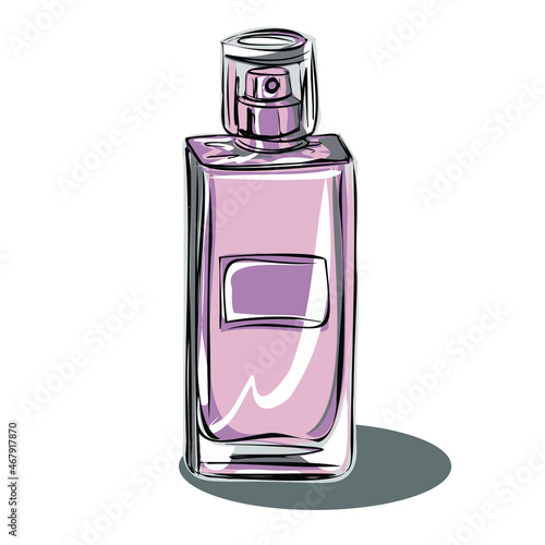 Bottle of perfume. Eau de Toilette. Cosmetics store. Spa advertisement. Set of vector isolated images of perfumery. 