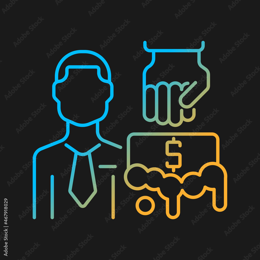 Anti-money laundering auditor gradient vector icon for dark theme. Independent examiner.Tracking cash specialist. Thin line color symbol. Modern style pictogram. Vector isolated outline drawing Anti-money laundering auditor gradient vector icon for dark theme. Independent examiner.Tracking cash specialist. Thin line color symbol. Modern style pictogram. Vector isolated outline drawing