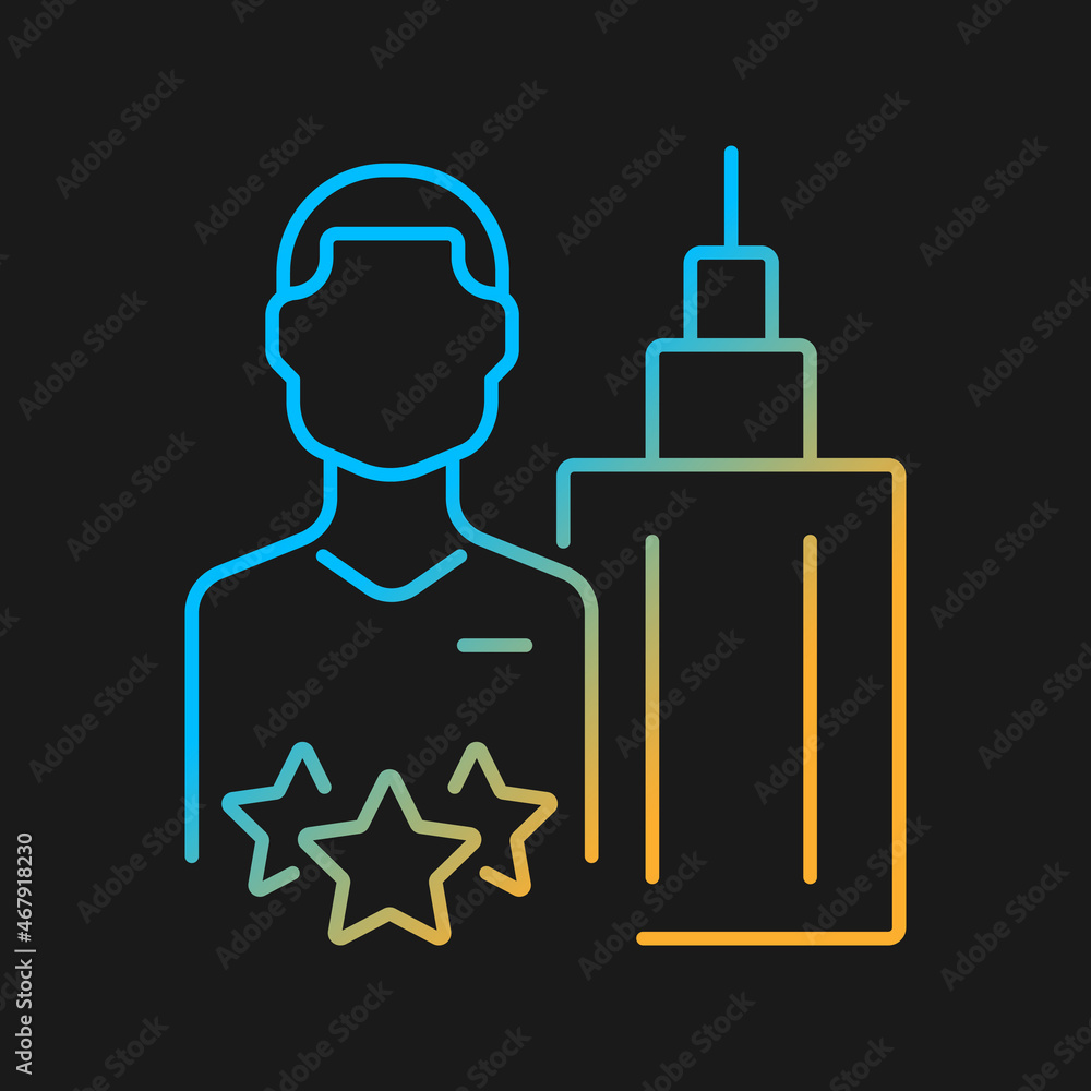 Chief executive officer gradient vector icon for dark theme. Company resources manager. Problems solving expert. Thin line color symbol. Modern style pictogram. Vector isolated outline drawing Chief executive officer gradient vector icon for dark theme. Company resources manager. Problems solving expert. Thin line color symbol. Modern style pictogram. Vector isolated outline drawing
