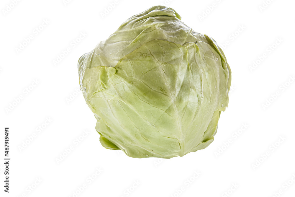 Fresh young cabbage isolated on white background. Spring green vegetables. Fresh young cabbage isolated on white background. Spring green vegetables.