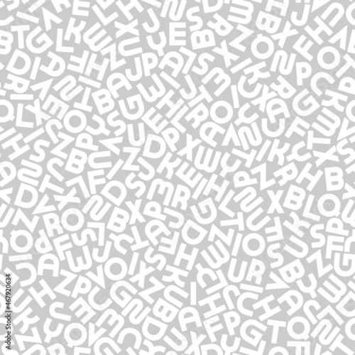 Vector seamless alphabet pattern with mosaic latin letters. White and gray fashion design - repeatable trendy background
