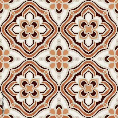 Seamless pattern with mosaic tiles of the Mediterranean