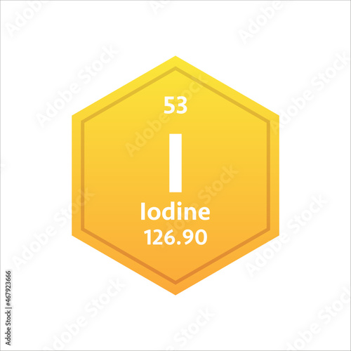 Iodine symbol. Chemical element of the periodic table. Vector stock illustration