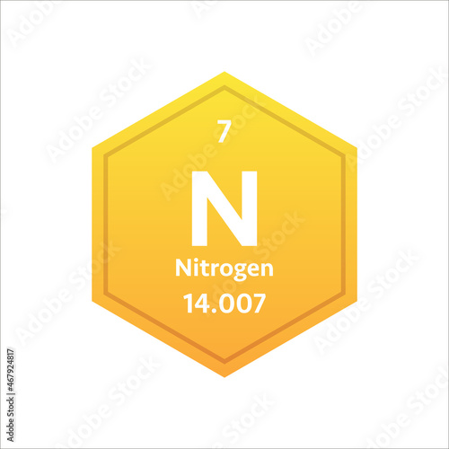 Nitrogen symbol. Chemical element of the periodic table. Vector stock illustration.