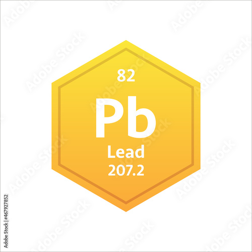 Lead symbol. Chemical element of the periodic table. Vector stock illustration.