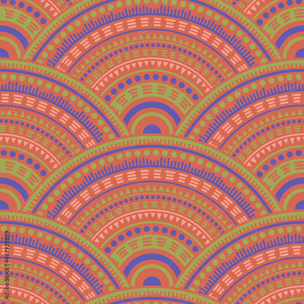 Ethnic circle shapes seamless geometric pattern. Ethnic circle shapes seamless geometric pattern.