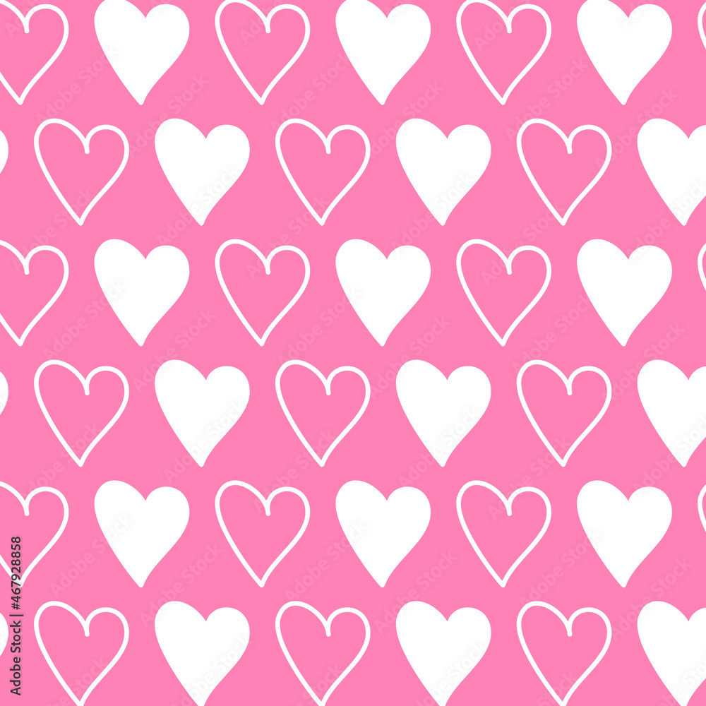seamless pattern with cute pretty pink lovely heart background ready for your design