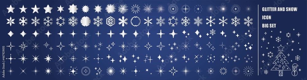 Light and glitter snowflakes icon set Light and glitter snowflakes icon set