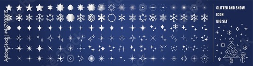 Light and glitter snowflakes icon set