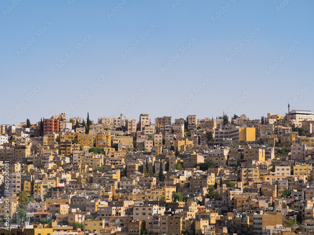 A Stunning cityscape of Amman downtown from the Citadel, Amman, Jordan