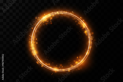 Golden circle with fire effects.Light effect.Vector