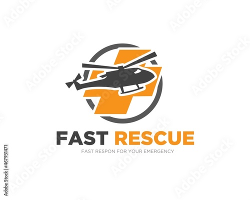 helicopter rescue for emergency service logo and medical service