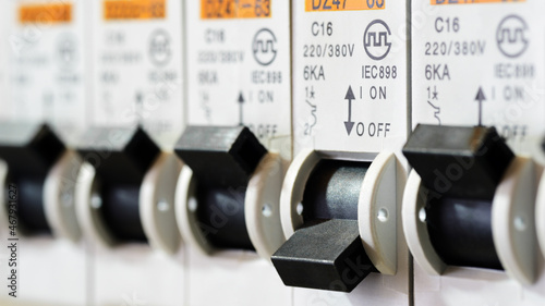 Fuse Box Circuit Breakers, Close Up photo