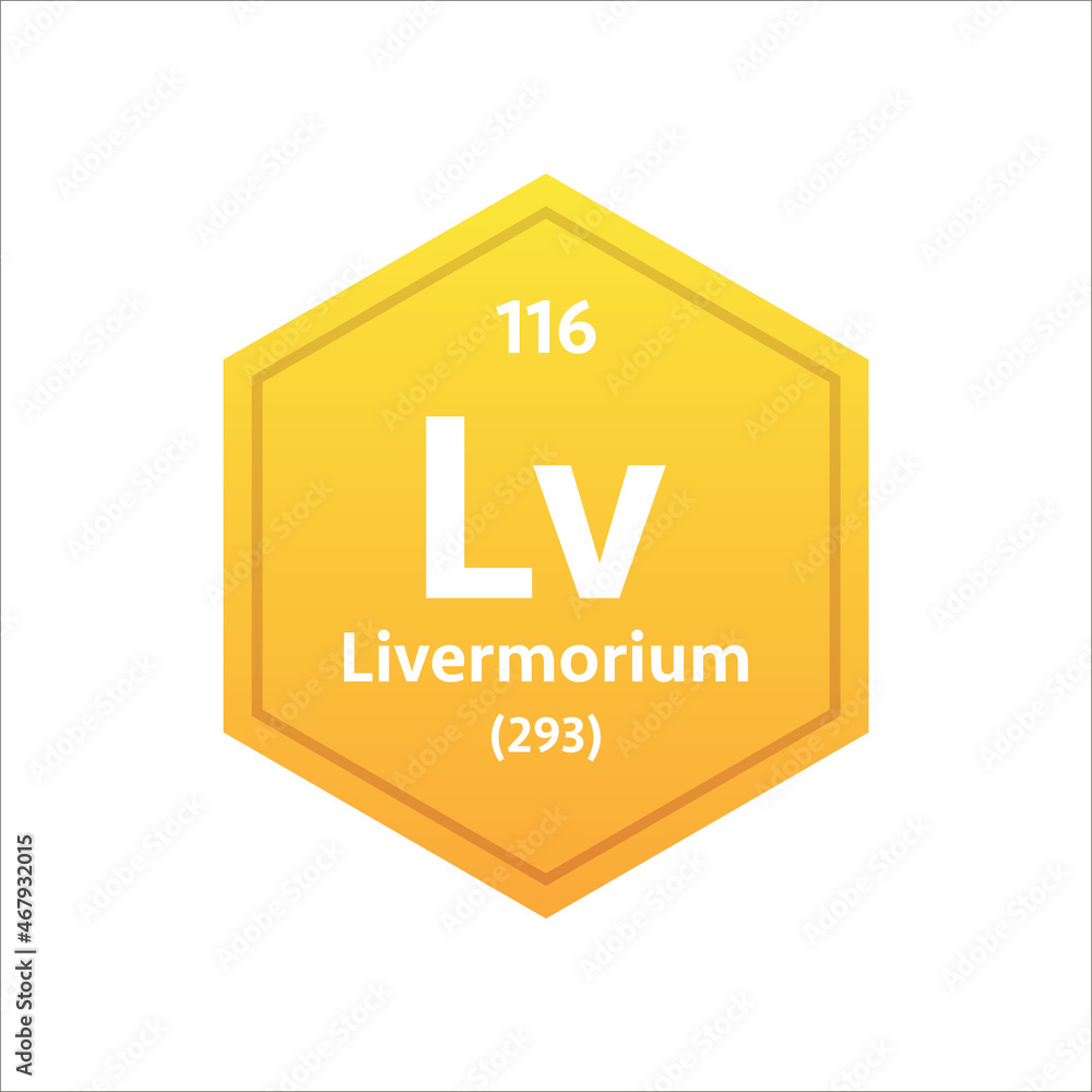 Livermorium symbol. Chemical element of the periodic table. Vector stock illustration.