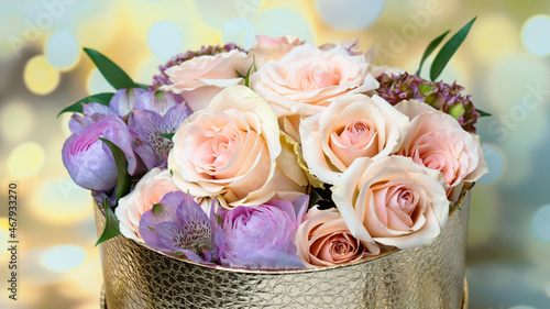 bouquet of flowers in a basket