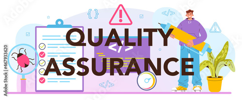 Quality assurance typographic header. Application and website code