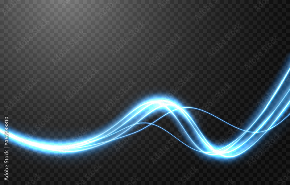 Vector glowing light lines. Electric light, light effect png. Blue line ...