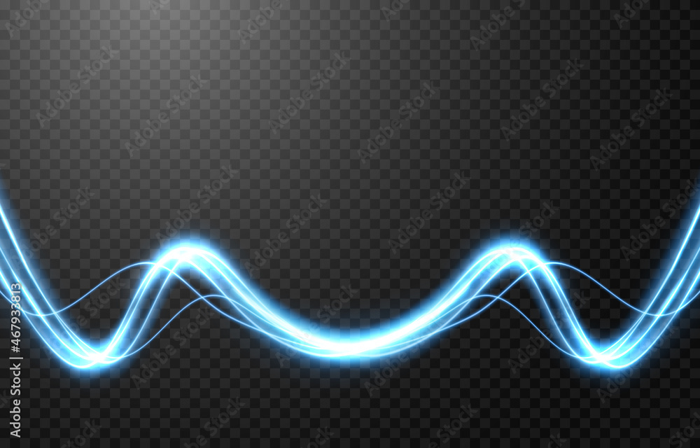 Vector glowing light lines. Electric light, light effect png. Blue line ...