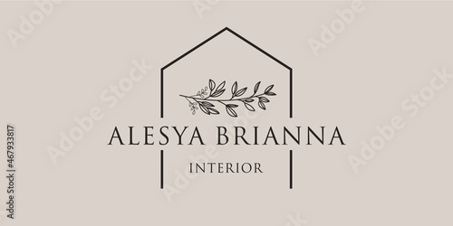 hand drawn minimalist interior logo set