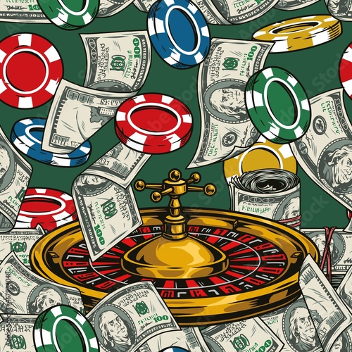 Gambling colorful vintage seamless pattern