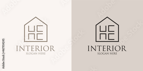 hand drawn minimalist interior logo set