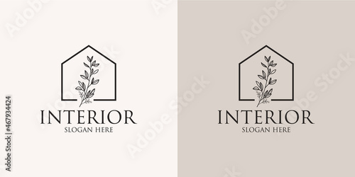 hand drawn minimalist interior logo set
