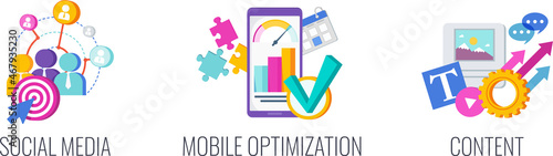 Function of Social Media. Infographics banner with icon.