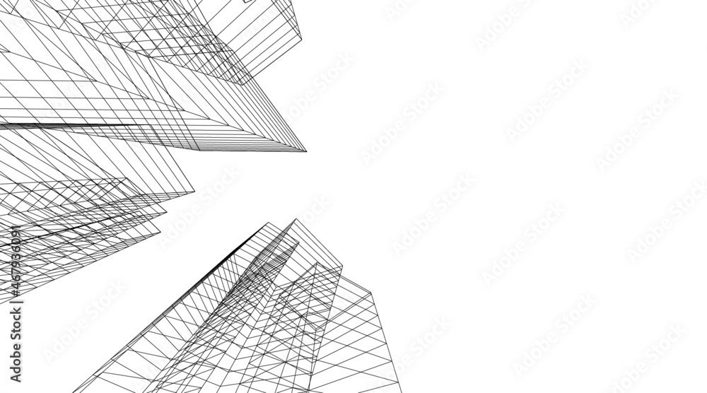Modern architecture digital drawing Modern architecture digital drawing
