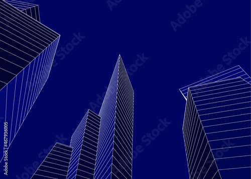 Modern architecture digital drawing