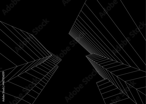 Modern architecture digital drawing