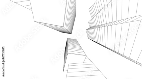 Modern architecture digital drawing