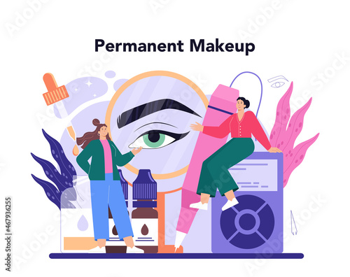 Eyebrow master concept. Master making perfect eyebrows. Eyebrow shaping