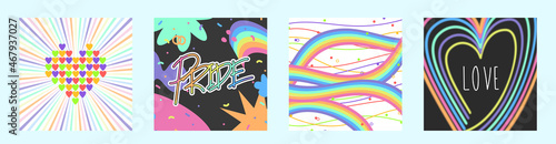 Wallpaper Mural Social LGBTQ square template cards set with love and pride in colorful diversity theme Torontodigital.ca