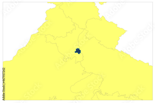 new delhi india vector illustration sharing border with neighbor states of india on white background