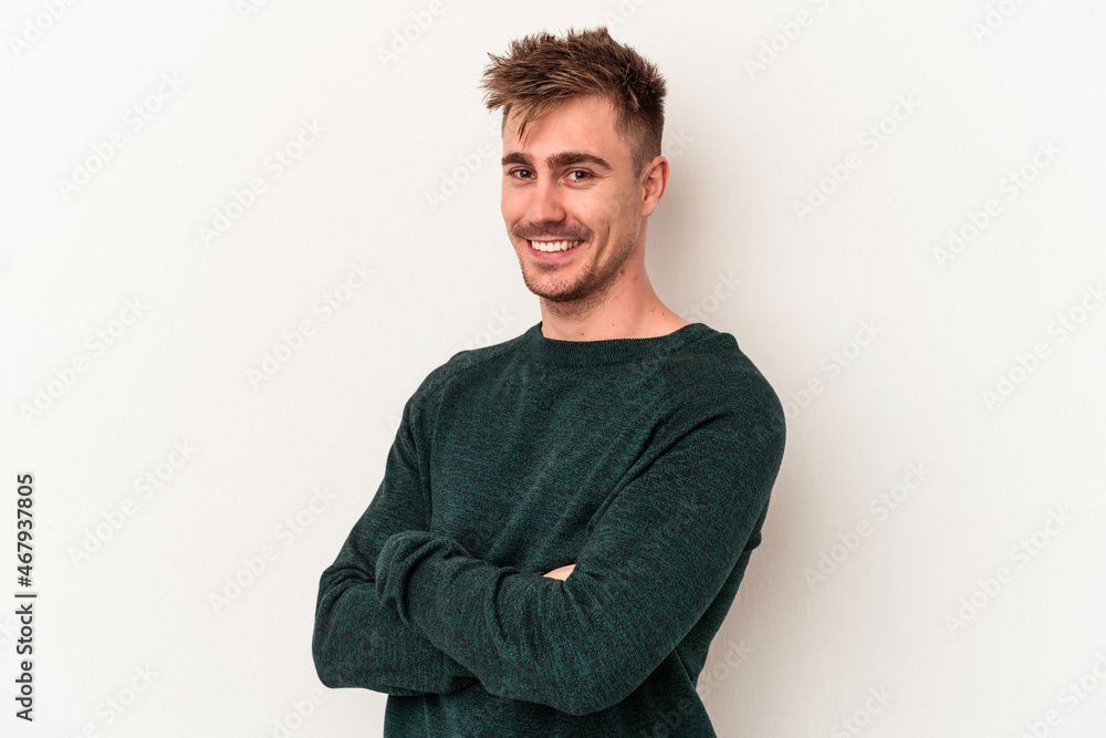 Young caucasian man isolated on white background happy, smiling and cheerful. Young caucasian man isolated on white background happy, smiling and cheerful.