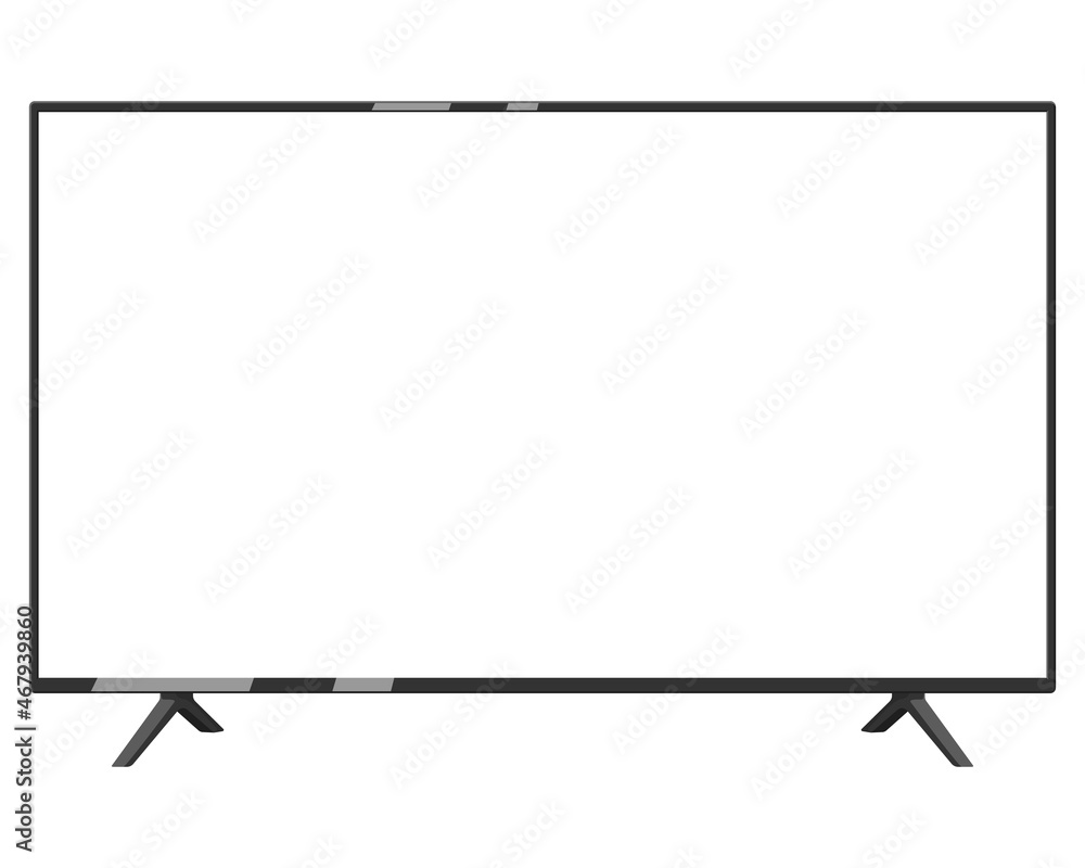 Vector Mock-up TV with a white screen, and with two stands isolated on a white background. Vector Mock-up TV with a white screen, and with two stands isolated on a white background.