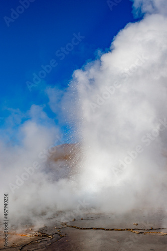 Landscape of El Tatio geothermal field with geyers in the Andes mountains, Atacama, Chile © jeeweevh